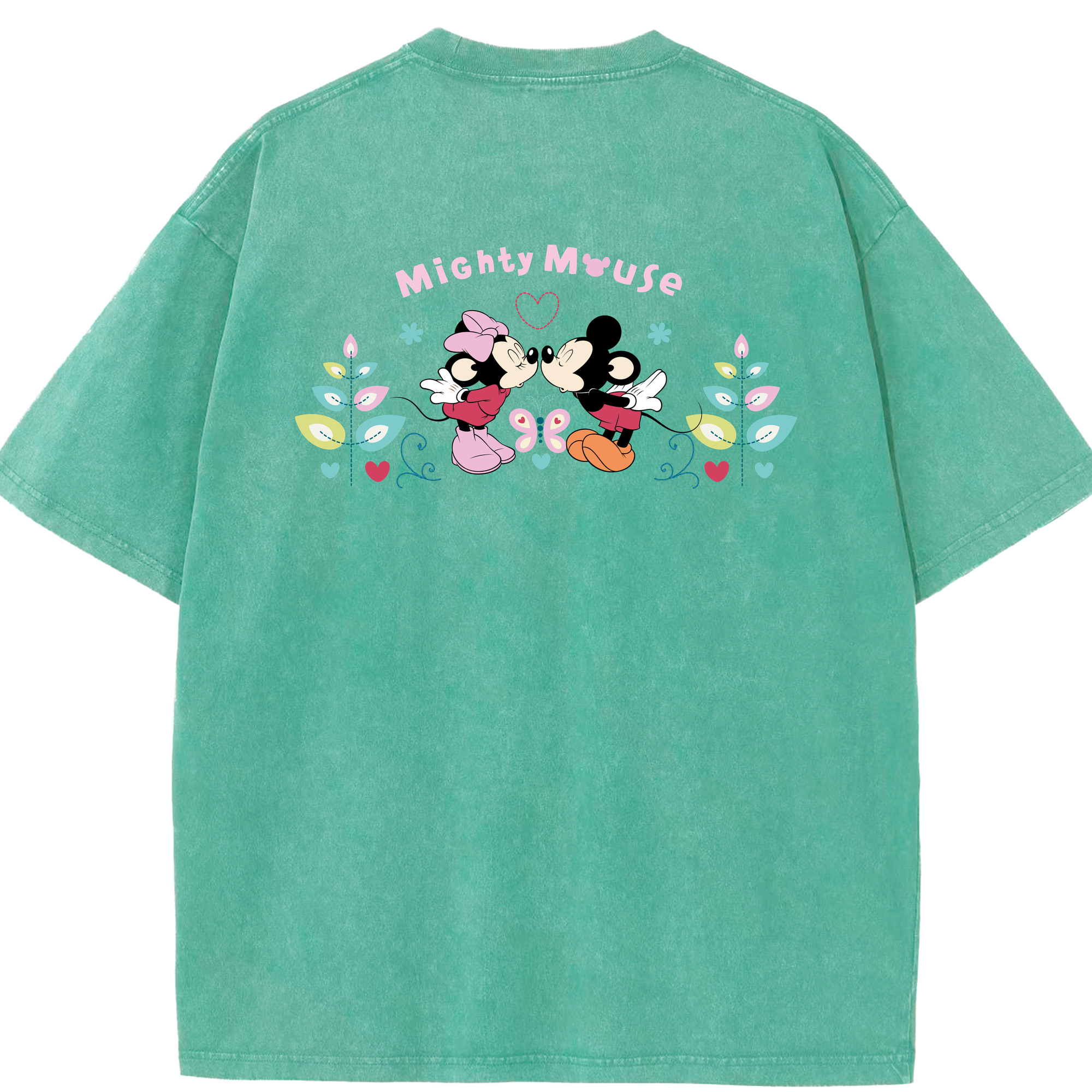 （画像用） ミッキーマウス Mickey Mouse 綿100% ヴィンテージ風 半袖Tシャツ（背面プリント）